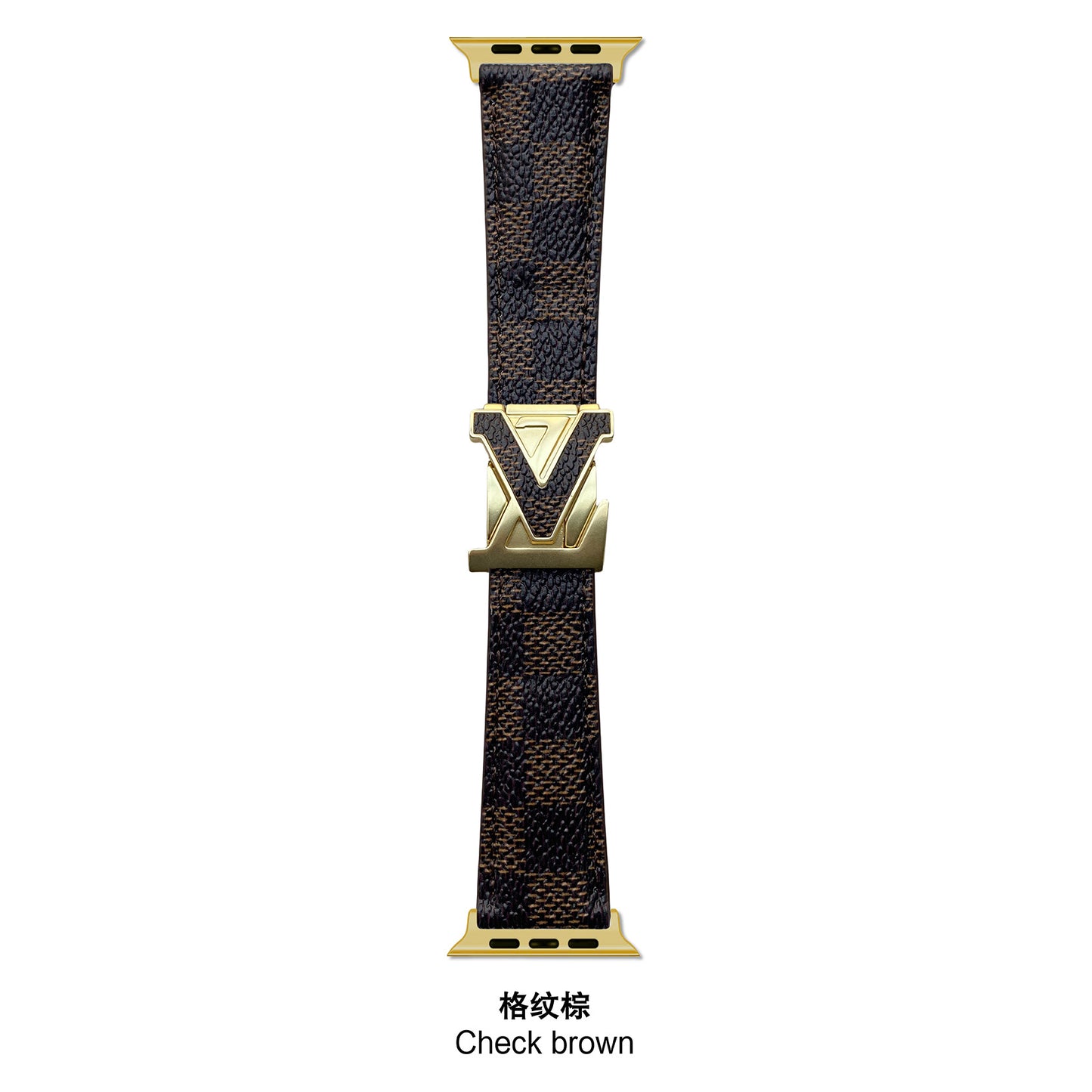 Suitable for Apple Watch 678910 Generation V-Shaped Magnetic Buckle Strap iWatch S11 Lizard Pattern Plaid Leather Wristband