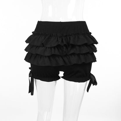 AltGoth Mall Goth Hotsweet Shorts Women Aesthetic Y2k E-girl Cute Sweet Fairycore Grunge Lace Bow Patchwork High Waist Shorts