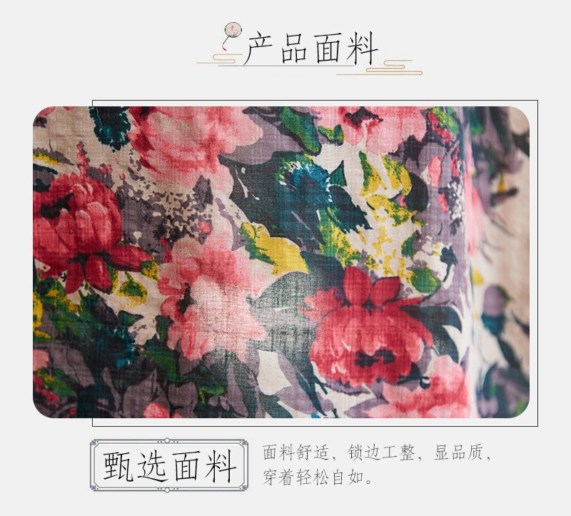 2025 Early Spring New Style Color Holiday Style Travel Crewneck Long Sleeve Retro Long Dress Women's Mat Covering Cotton and Linen dress