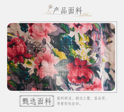 2025 Early Spring New Style Color Holiday Style Travel Crewneck Long Sleeve Retro Long Dress Women's Mat Covering Cotton and Linen dress