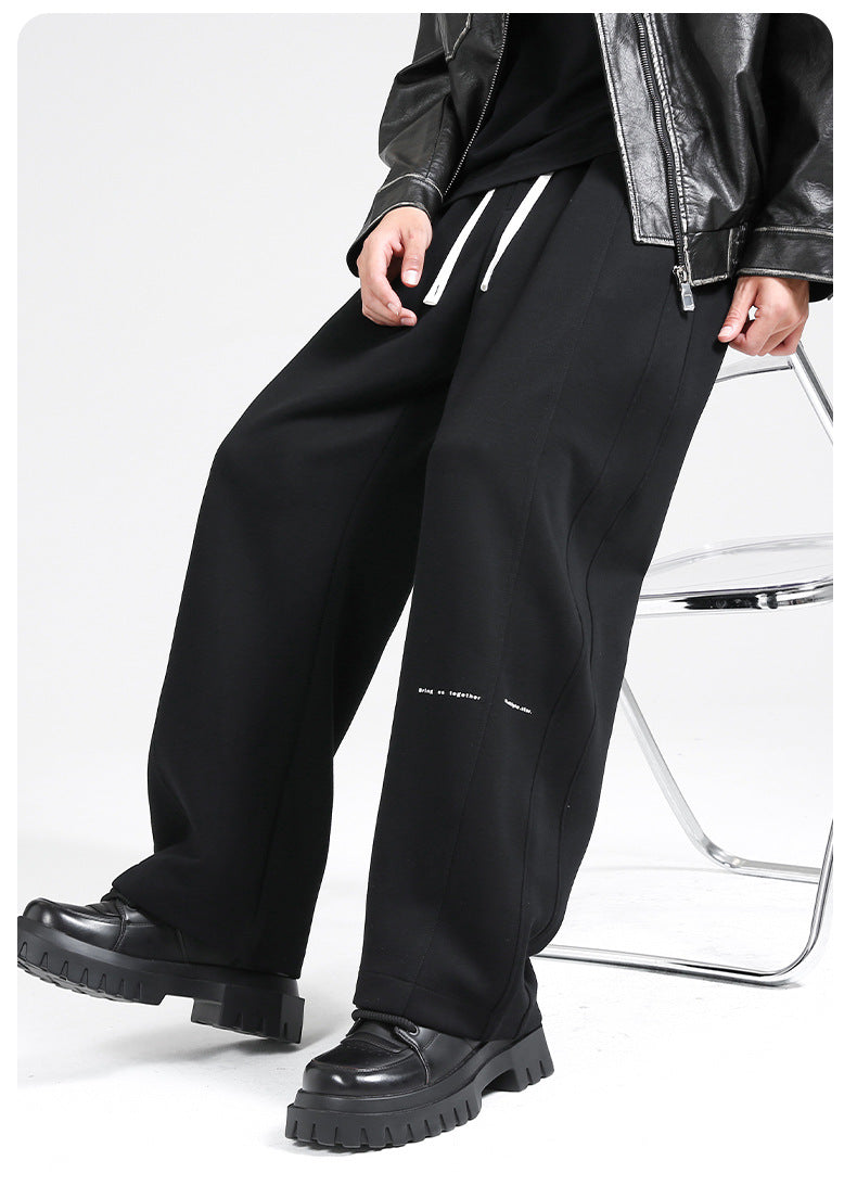 Fall/Winter Machete Pants Men's New Fashionable Brand Loose Wide-leg Sports Pants Sweatshirt Pants Dipper Straight Pants fleece-lined Casual Pants