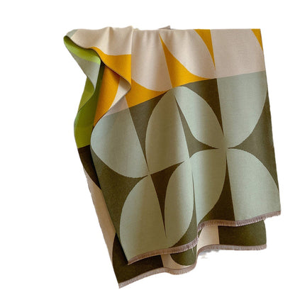Contrast color asymmetric niche cashmere scarf women's autumn and winter high-grade thickened warm outer shawl new scarf