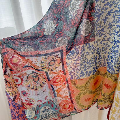 Antique Chinese Style Ethnic Style Scarf Summer Temperament Sunscreen Buckle Shawl Cardigan Decoration Travel Photograph