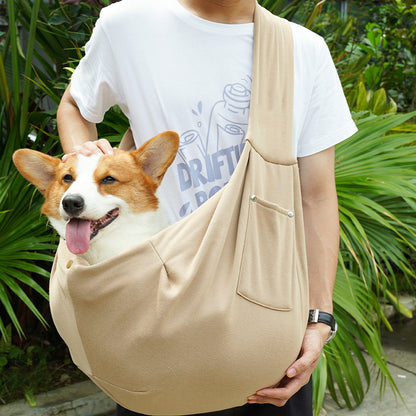 in stock new polyester pet diagonal bag with pocket capacity of 15kg inside out diagonal dog cat bag