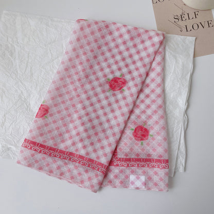 Upgraded Japanese cotton and linen square scarf 58x58 breathable all-match pastoral style floral photo matching scarf headscarf for women