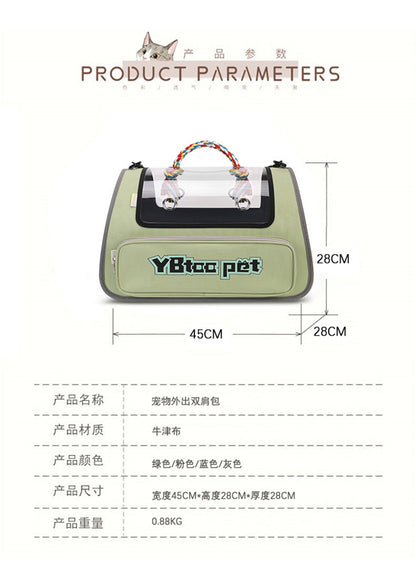 Portable Cat Bag for Outings, Portable Cross-Body Large-Capacity Bag for Cats, Ventilated, Breathable, Anti-Stress Dog Extra Large Pet Bag