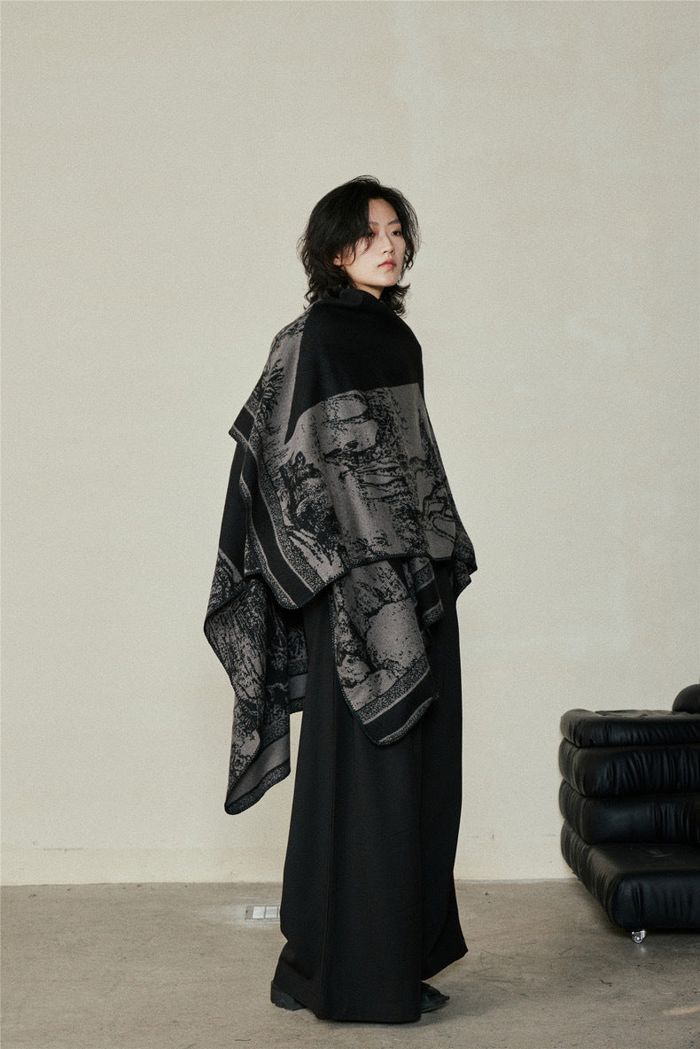 Jiangnan Watertown Knitted Shawl High-end Ethnic Style Cloak Western Sichuan Yunnan Travel Wear Imitation Cashmere Cape Women