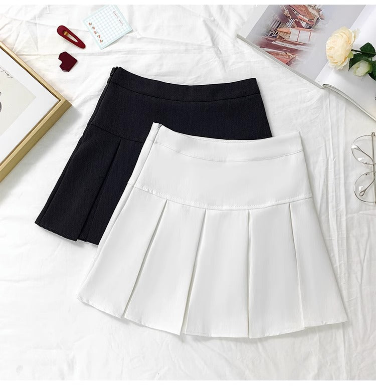 Grey Pleated Skirt Women's Spring and Autumn High Waist Skirt Design Sense Slimming All-match Anti-glare A- line Skirt 2024 New Style