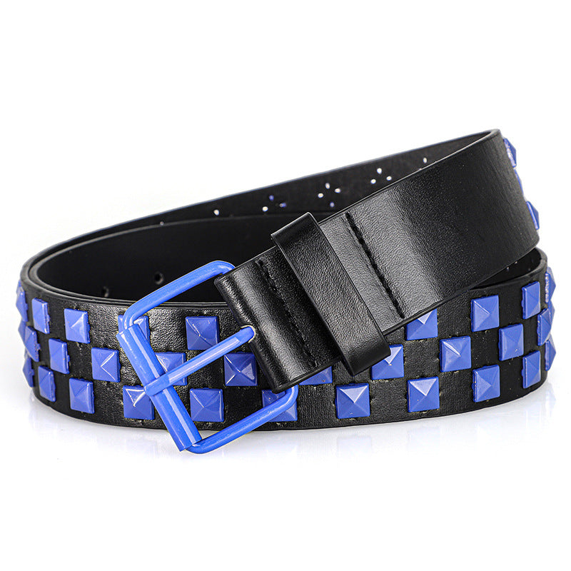 1Pc Fashionable Unisex Rivet Belt Punk HipHop Rock Y2K Style Dopamine Color Handsome Street Casual Daily Wear Belt,For Men Women