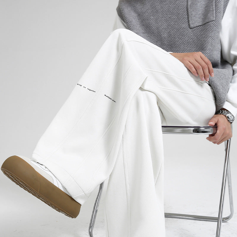 Fall/Winter Machete Pants Men's New Fashionable Brand Loose Wide-leg Sports Pants Sweatshirt Pants Dipper Straight Pants fleece-lined Casual Pants