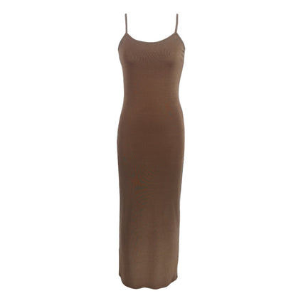 Source Factory Amazon Summer New Women's Dress European and American Solid Color Dress Comfortable Casual Sling dress