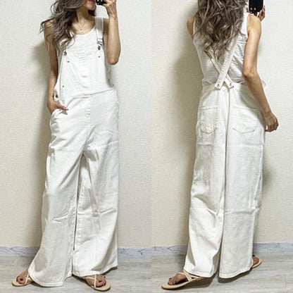 In-Stock Japanese and Korean Style Fashionable Backless Slimming Overalls 2026 Summer New Patchwork High-Waisted Sleeveless Jumpsuit for Women