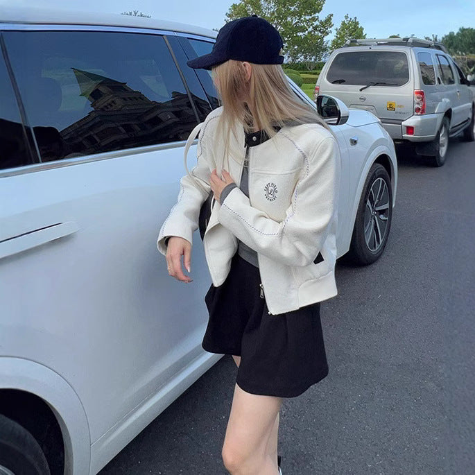Red Rabbit og Fragrant Embroidered Baseball Coat Women's New All-match Slim-fit Slimming Casual Top