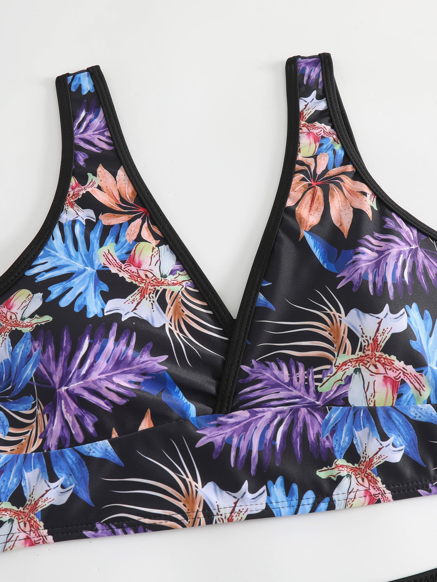 2024 New Cross-border Foreign Trade European and American Bikini Swimsuit Women's Split Two-piece Soft Cup High Waist Printed Swimsuit