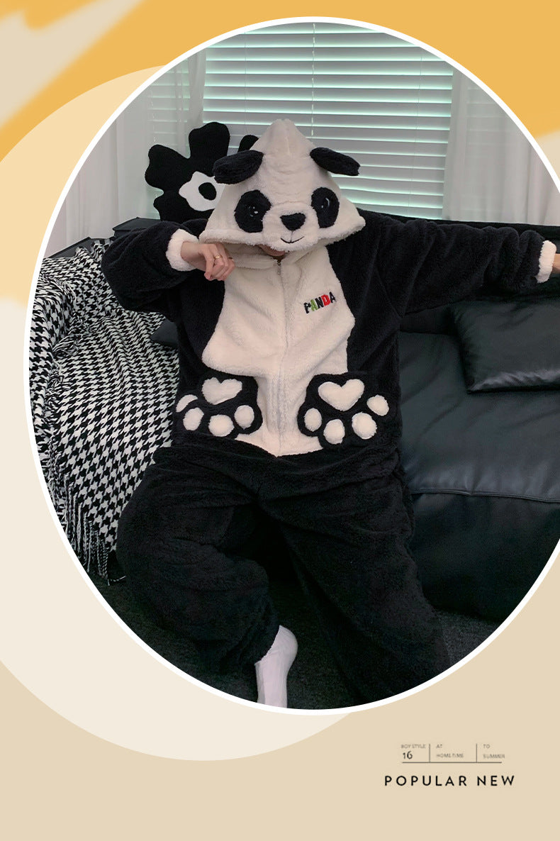 Kigurumi Adults Winter Sleepwear Women Men Pajamas Animal Onesie Thicken Couples Pijamas Cartoon Night Wears For Women Homewear