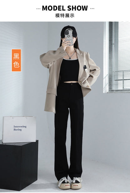 fleece-lined Narrow Straight Jeans Women's 2024 Spring, Autumn and Winter New plus size High Waist Slimming Pants Pear Shape Figure