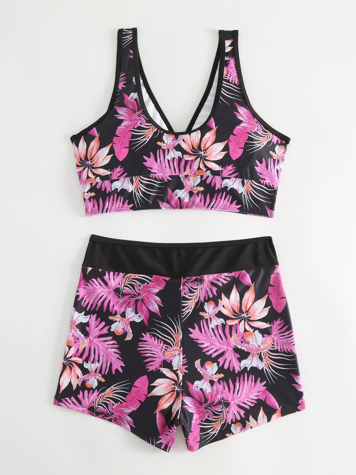 2024 New Cross-border Foreign Trade European and American Bikini Swimsuit Women's Split Two-piece Soft Cup High Waist Printed Swimsuit