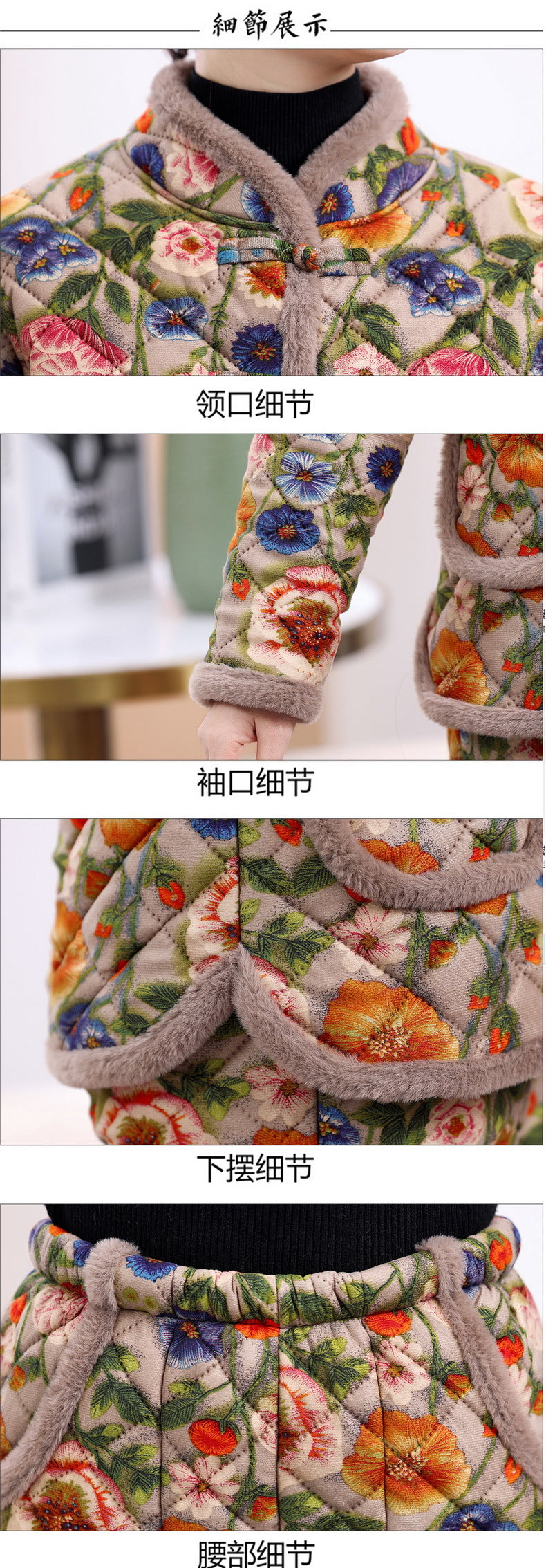 Chinese Style Mother's Winter New fleece-lined Thickened Cotton-padded Coat suit Middle-aged Women's Cotton-padded Clothes Cotton Pants Warm Two-piece Set