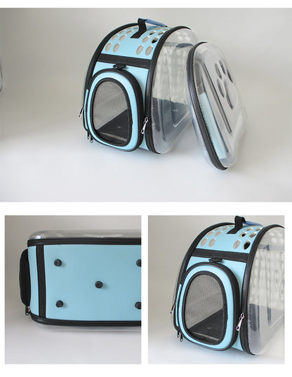 Cross-Border Direct Supply Amazon Pet Bag Portable Transparent Cat and Dog Backpack Foldable Breathable Portable Cat Bag