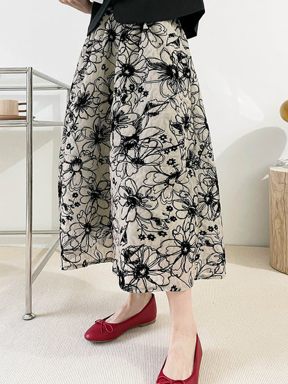 Ju Zhi 2026 Early Spring Velvet Skirt for Women, Heavy Craftsmanship, Niche Retro French High-Waisted Mid-Length A-Line Skirt 1572