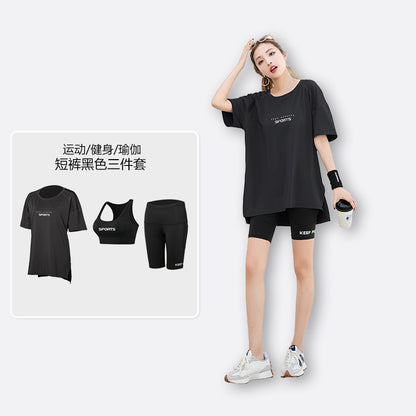 Sports suit Women's Yoga Fitness Clothes Running Gym Summer Breathable plus size chubby girl Belly Covering Slim Loose