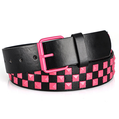 1Pc Fashionable Unisex Rivet Belt Punk HipHop Rock Y2K Style Dopamine Color Handsome Street Casual Daily Wear Belt,For Men Women