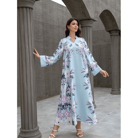 Sw0829 Cross-Border Women's Printed Robe European and American Amazon Foreign Trade Jalabiya Dress