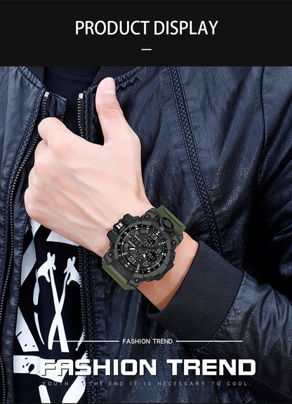 Sanda Hot-Selling Watch Korean Version Student Party Multi-Functional Waterproof Alarm Clock Electronic Watch Cool Dual Display Luminous Sports Watch