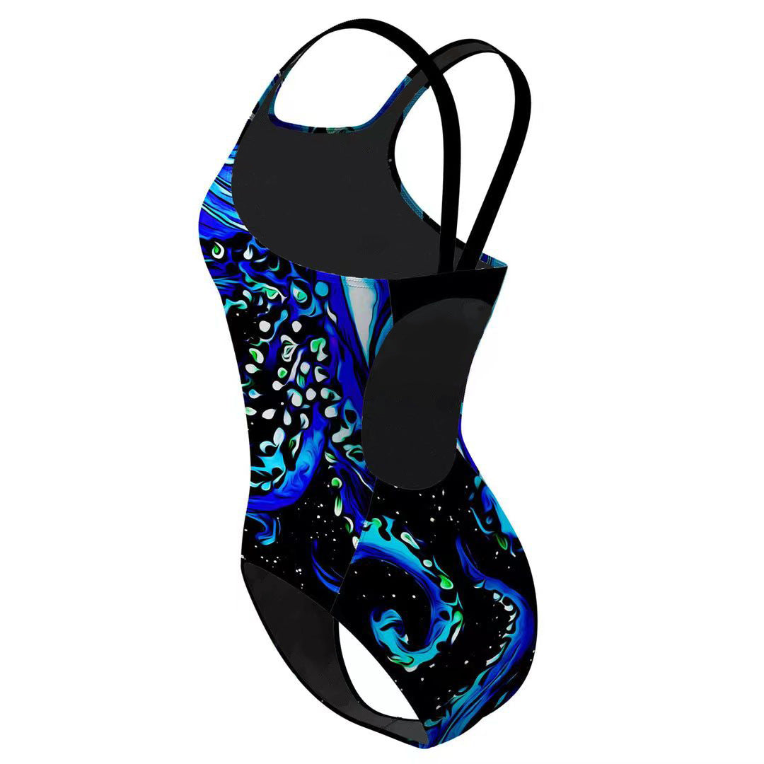2025 new European and American one-piece bikini cross-border digital printed swimsuit AliExpress tight racing swimsuit for women