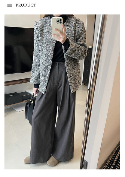 Sanding Thickened Flangable Wide Leg Pants Women's Autumn and Winter Washed Cotton Casual Pants Loose Lazy Slimming Wide Leg Pants