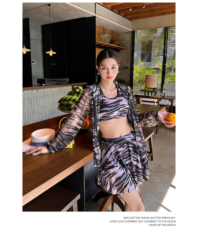 Swimsuit Women's Split Three-piece Set Conservative plus size chubby girl Cover Flesh Slim Sexy 2025 New Long-sleeved Hot Spring Swimsuit