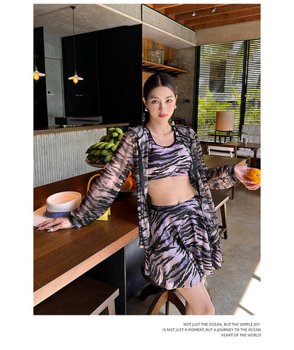Swimsuit Women's Split Three-piece Set Conservative plus size chubby girl Cover Flesh Slim Sexy 2025 New Long-sleeved Hot Spring Swimsuit