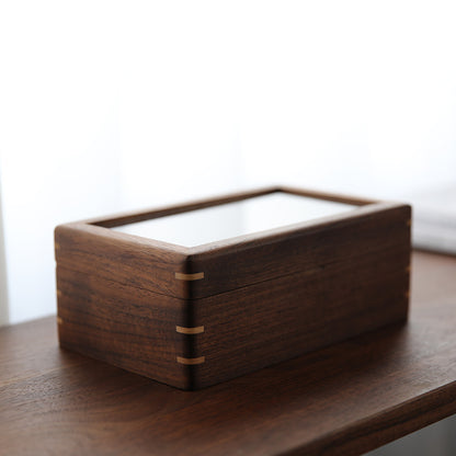 Black Walnut Wooden Watch Storage Box Solid Wood Skylight Large Capacity Collection Box Retro Exquisite Watch Storage Display Box