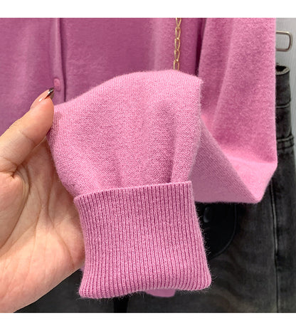Beautiful V-neck Fake Two-piece Sleeve Knitted Cardigan Jacket Women's 2024 Autumn and Winter Western Style Unique Chic Slim Small Top