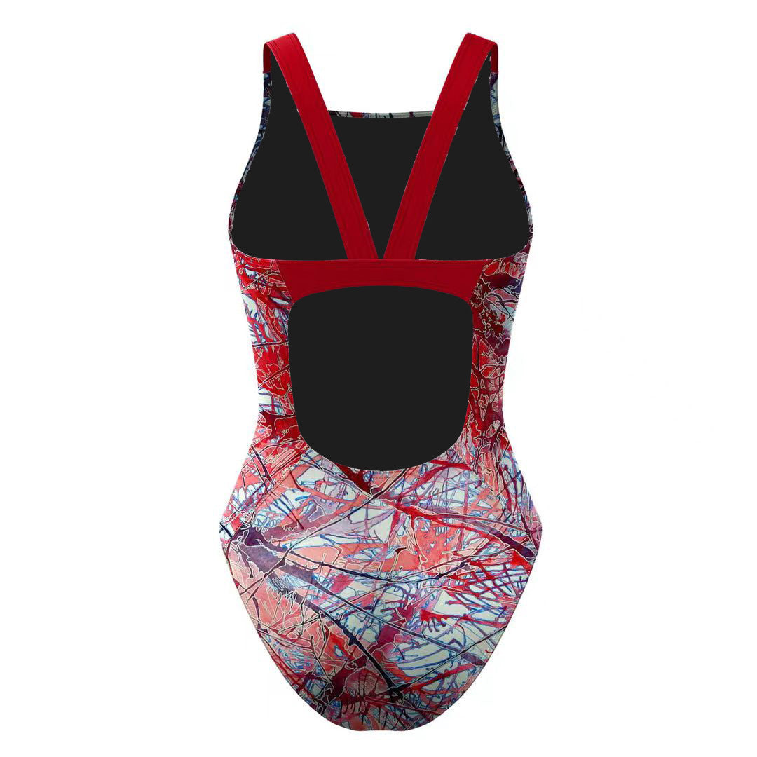 2025 new European and American one-piece bikini cross-border digital printed swimsuit AliExpress tight racing swimsuit for women
