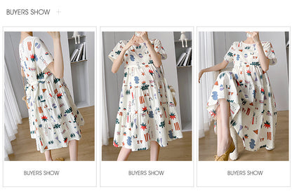 Maternity Summer dress 2024 New Fashion Western Style Loose Pregnant Women dress Hot Mom Loose Pregnant Women Skirt