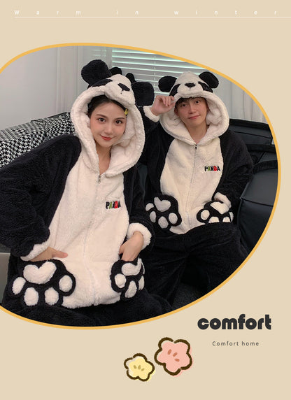 Kigurumi Adults Winter Sleepwear Women Men Pajamas Animal Onesie Thicken Couples Pijamas Cartoon Night Wears For Women Homewear