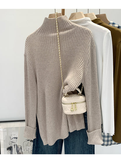 2024 Half-high Collar Western-style High-end Knitted Base Shirt Women's Autumn and Winter Unique and Beautiful Inner Slim-fit Small Top