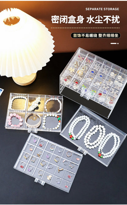 Cross-border Explosions Desktop Drawer Type Jewelry Storage Box Transparent Split Multi-layer Diamond Box Earring Needle Necklace Bracelet Box