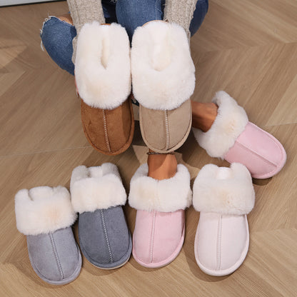 Shevalues Fashion Fur Slippers Women Fluffy Winter House Shoes Memory Foam Fuzzy Slippers Short Plush Slipper Indoor And Outdoor