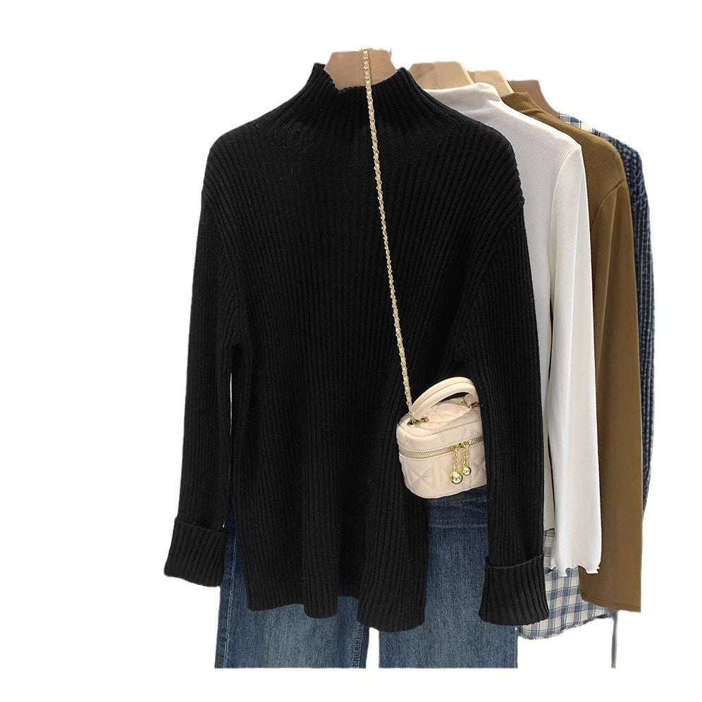 2024 Half-high Collar Western-style High-end Knitted Base Shirt Women's Autumn and Winter Unique and Beautiful Inner Slim-fit Small Top