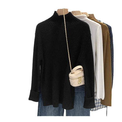 2024 Half-high Collar Western-style High-end Knitted Base Shirt Women's Autumn and Winter Unique and Beautiful Inner Slim-fit Small Top