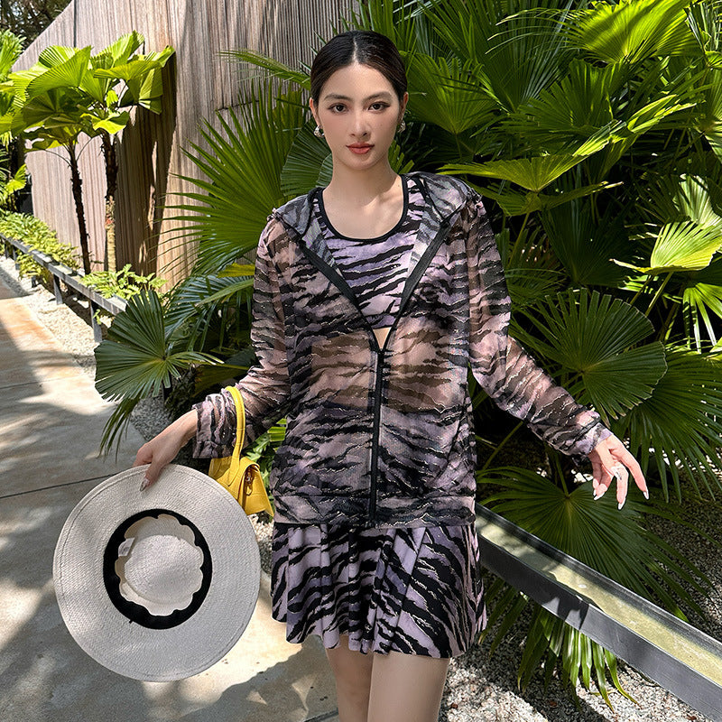 Swimsuit Women's Split Three-piece Set Conservative plus size chubby girl Cover Flesh Slim Sexy 2025 New Long-sleeved Hot Spring Swimsuit