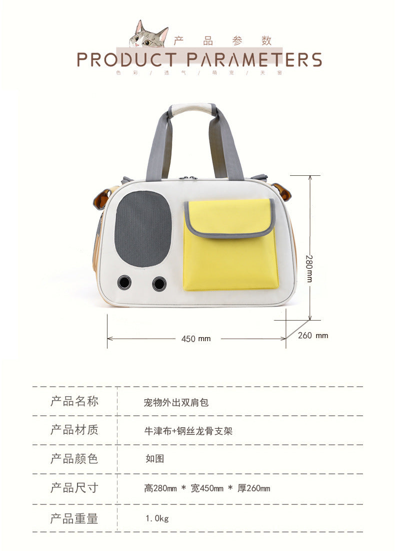Portable Cat Bag for Outings, Portable Cross-Body Large-Capacity Bag for Cats, Ventilated, Breathable, Anti-Stress Dog Extra Large Pet Bag