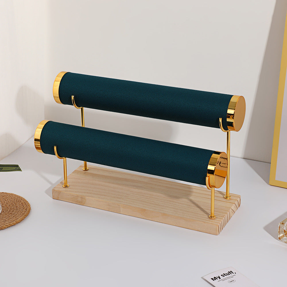 Creative Solid Wood Suede Watch Bracelet Display Rack Hair Ring Bracelet Storage Rack Counter Stepped Jewelry Jewelry Rack