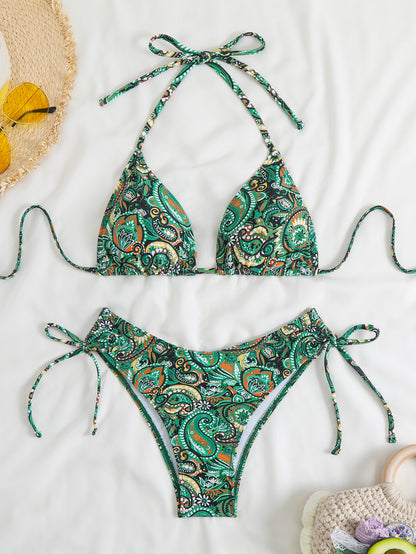 European and American Bikini Split Swimsuit Women's Two-Piece Sexy Backless suit Swimsuit Beach Gathering Conservative Belly Covering