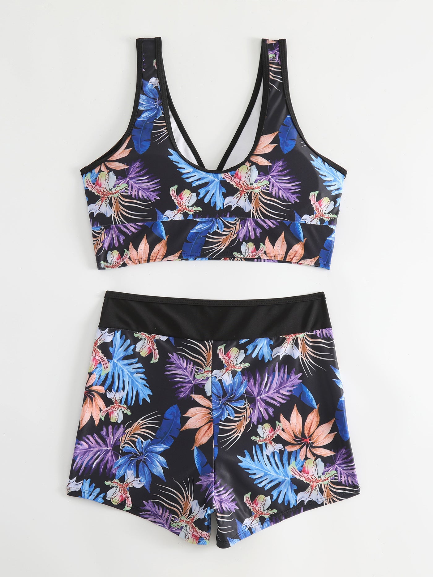 2024 New Cross-border Foreign Trade European and American Bikini Swimsuit Women's Split Two-piece Soft Cup High Waist Printed Swimsuit