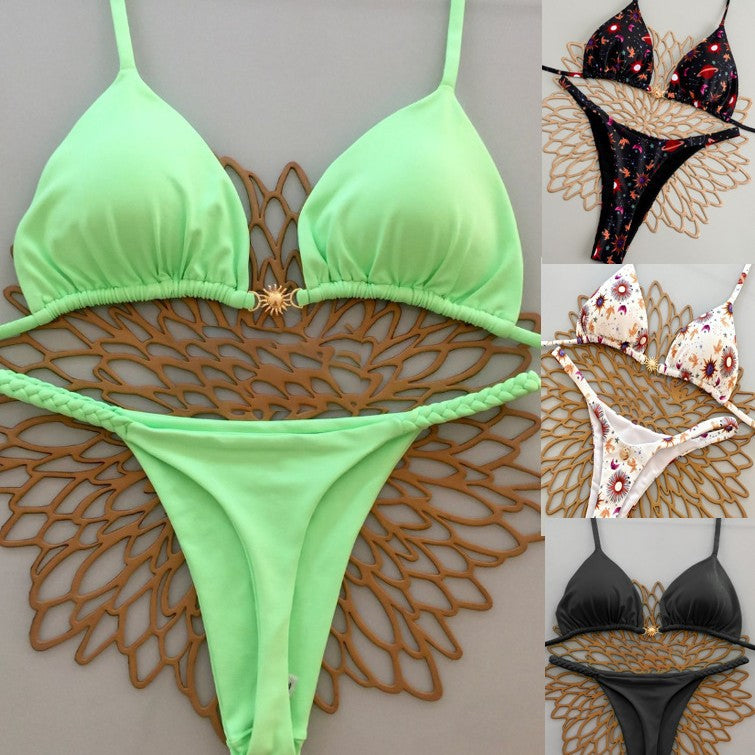 2025 European and American New Cross-Border Amazon Split Bikini Sexy Brazilian Bikini Export Beach Swimsuit