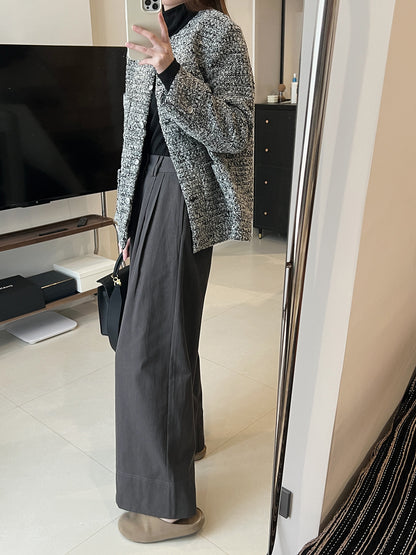 Sanding Thickened Flangable Wide Leg Pants Women's Autumn and Winter Washed Cotton Casual Pants Loose Lazy Slimming Wide Leg Pants