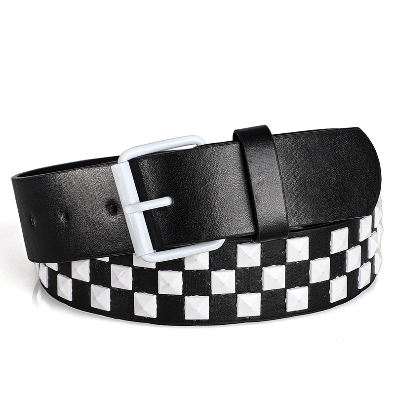 1Pc Fashionable Unisex Rivet Belt Punk HipHop Rock Y2K Style Dopamine Color Handsome Street Casual Daily Wear Belt,For Men Women